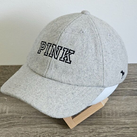 Victoria's Secret PINK  Wool Polyester Grey Hat Cap Adjustable Embroidered Logo - Picture 4 of 16